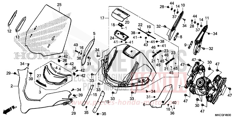 WINDSCREEN for Gold Wing CANDY ARDENT RED (R367B) from 2020